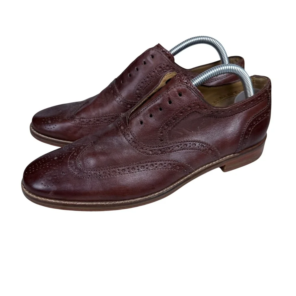 Cole Haan Wingtip Oxford Mens 8.5 Brown Leather Grand.OS Brogue Dress Shoes